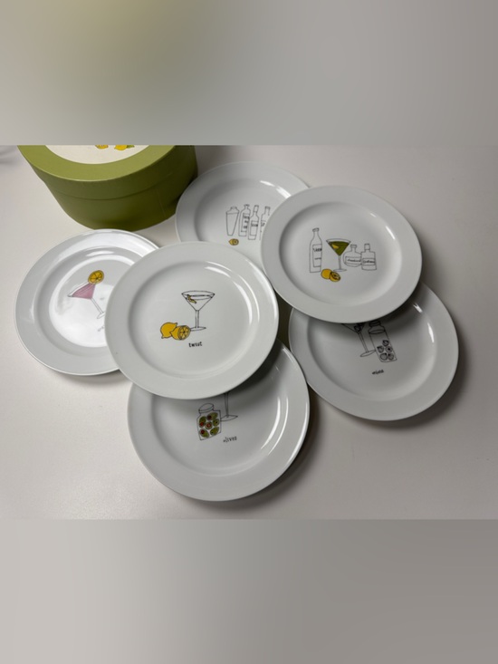 Pottery Barn Other - Pottery Barn Martini Appetizer Cocktail Plates Set of 6